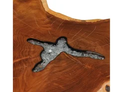 Mesa de centro | Mesa de apoio | Mesa de café 70x45 cm madeira de teca maciça e poliresina^ Mesa De Centro