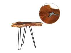 Mesa de centro | Mesa de apoio | Mesa de café 70x45 cm madeira de teca maciça e poliresina^ Mesa De Centro