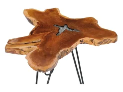 Mesa de centro | Mesa de apoio | Mesa de café 70x45 cm madeira de teca maciça e poliresina^ Mesa De Centro