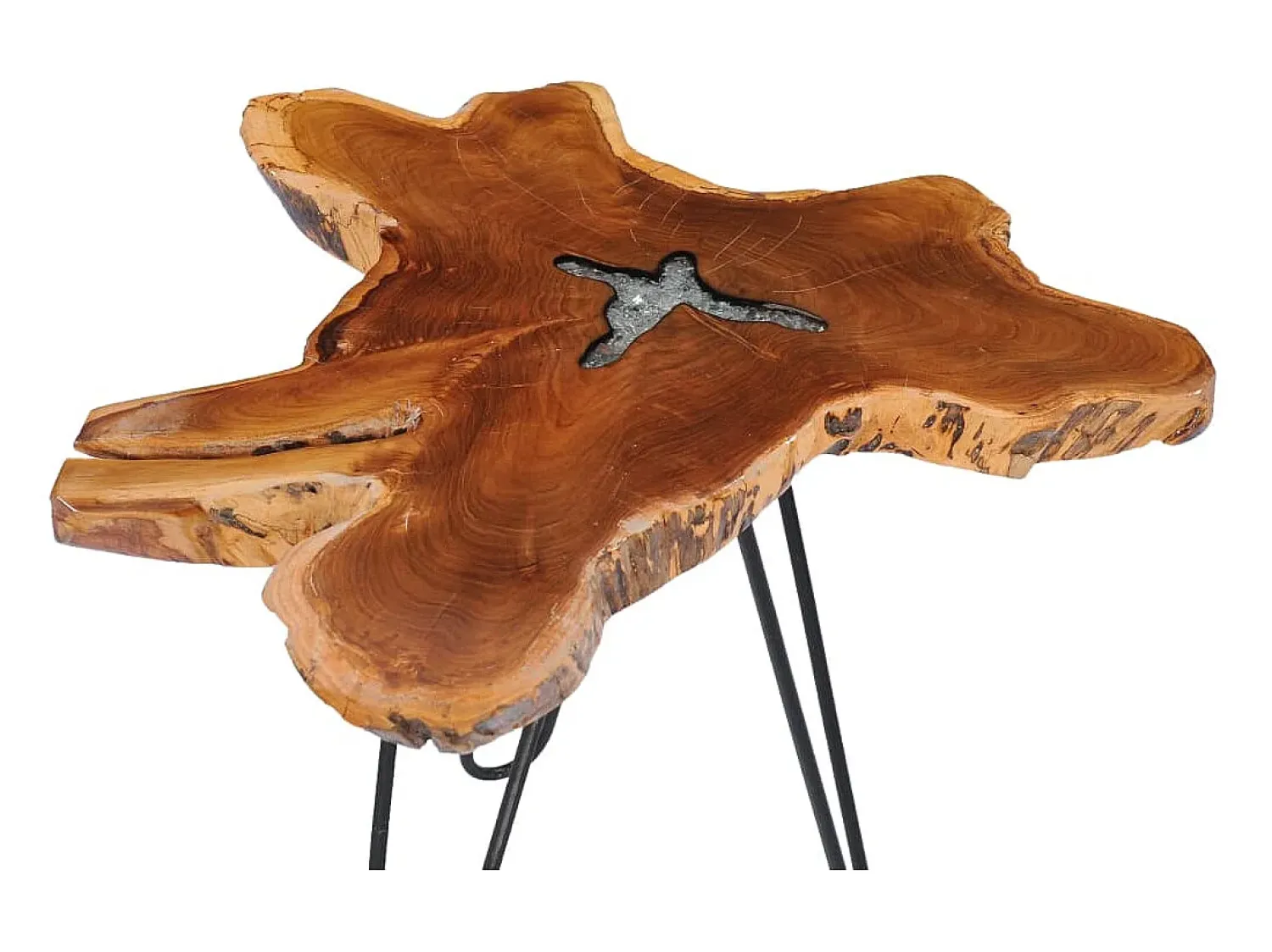 Mesa de centro | Mesa de apoio | Mesa de café 70x45 cm madeira de teca maciça e poliresina^ Mesa De Centro