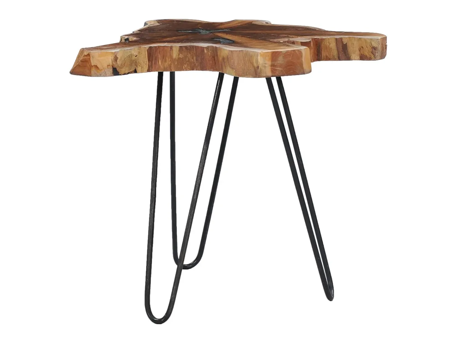 Mesa de centro | Mesa de apoio | Mesa de café 70x45 cm madeira de teca maciça e poliresina^ Mesa De Centro