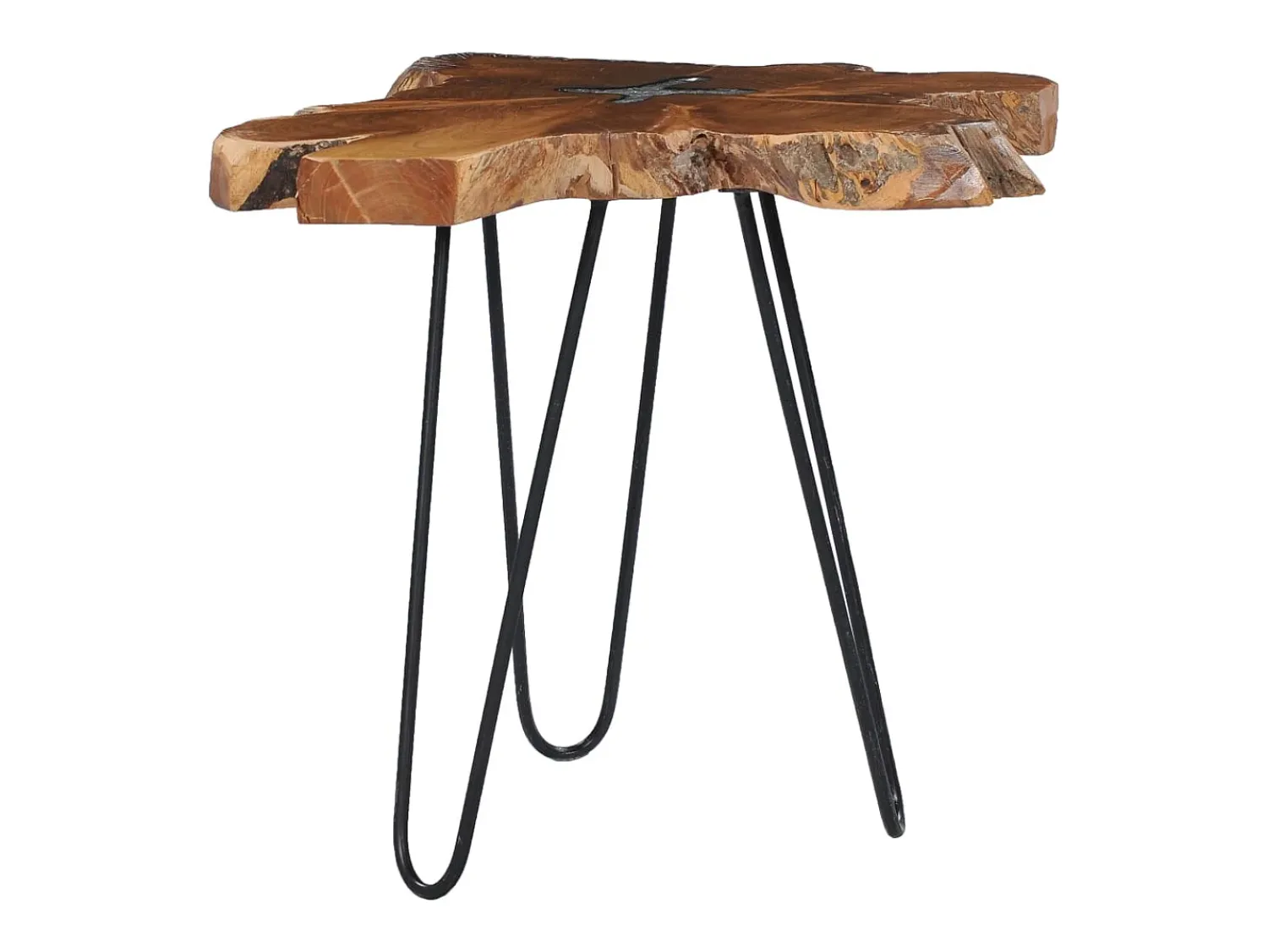 Mesa de centro | Mesa de apoio | Mesa de café 70x45 cm madeira de teca maciça e poliresina^ Mesa De Centro