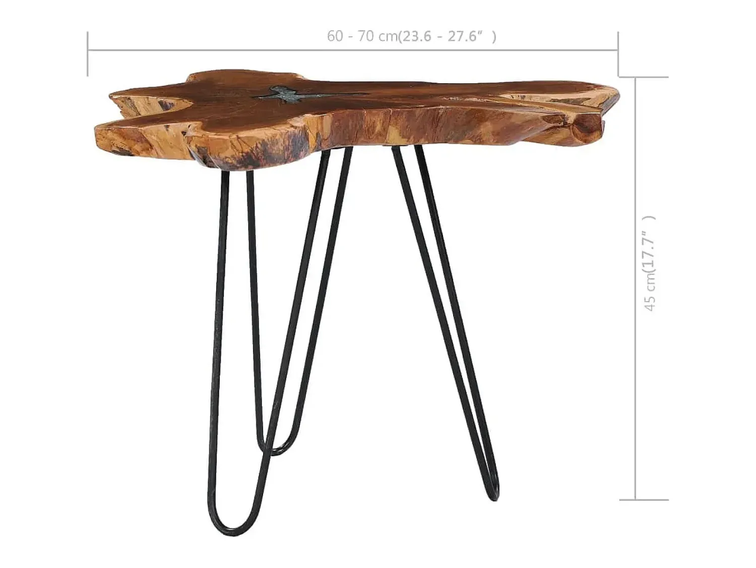 Mesa de centro | Mesa de apoio | Mesa de café 70x45 cm madeira de teca maciça e poliresina^ Mesa De Centro