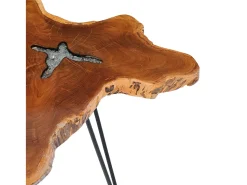 Mesa de centro | Mesa de apoio | Mesa de café 70x45 cm madeira de teca maciça e poliresina^ Mesa De Centro