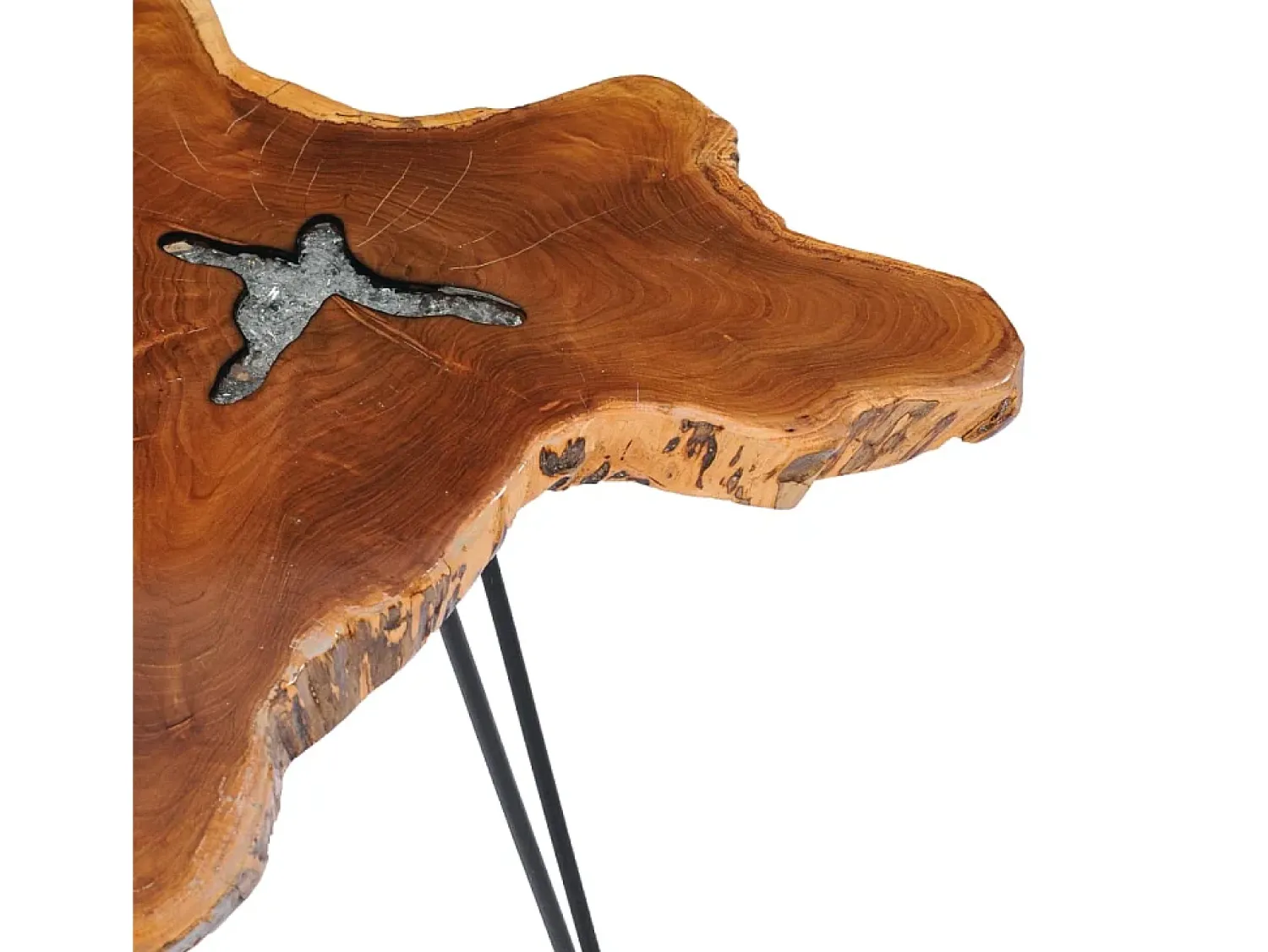 Mesa de centro | Mesa de apoio | Mesa de café 70x45 cm madeira de teca maciça e poliresina^ Mesa De Centro