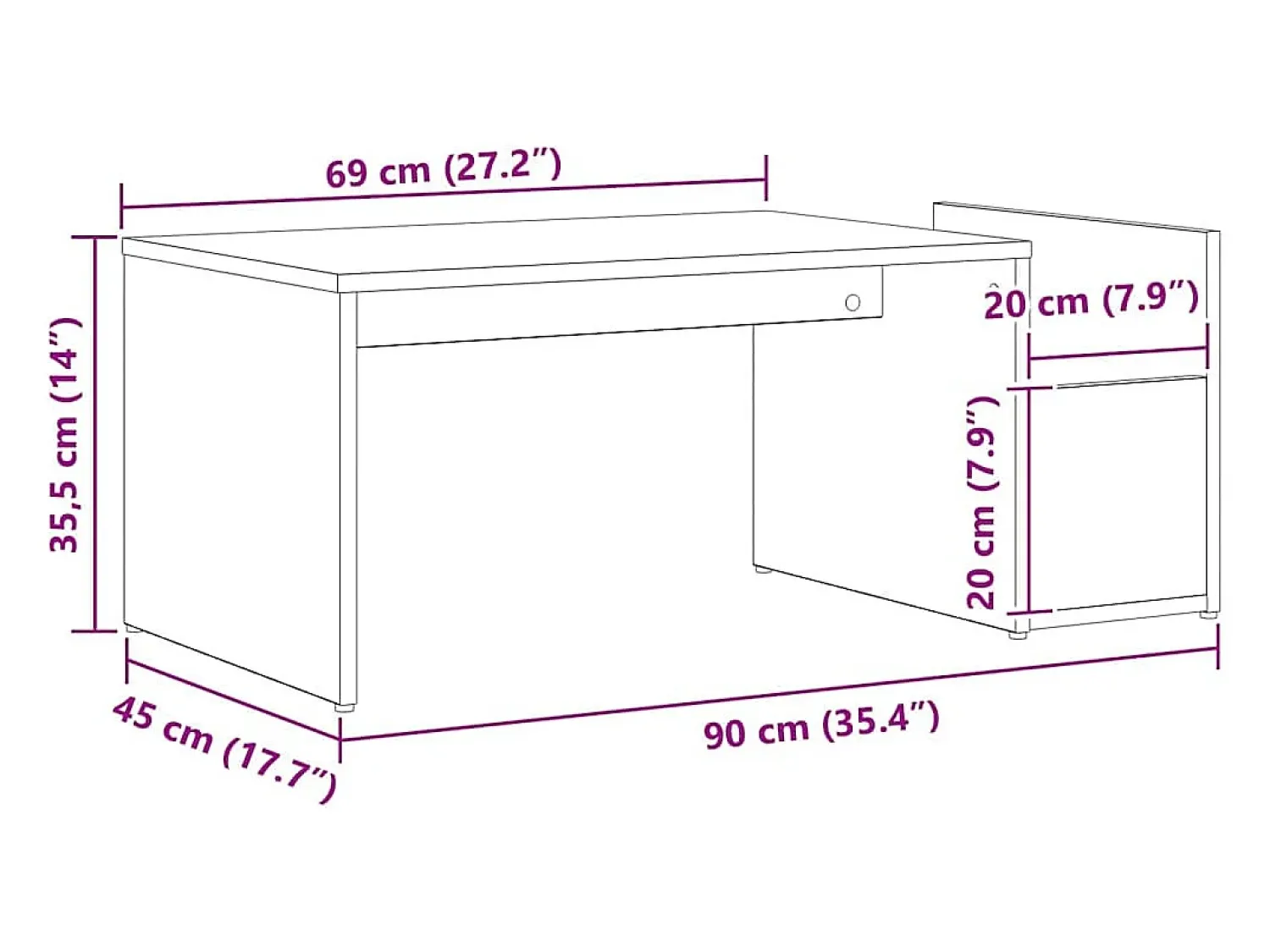 Best Mesa de centro | Mesa de apoio Carvalho 90x45x35 cm Preto