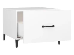 Mesa de centro | Mesa de apoio com pernas de metal 50x50x40 cm Branco