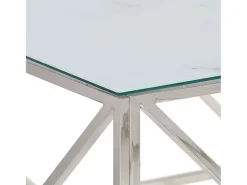 Mesa De Centro| Mesa de centro | Mesa de apoio | Mesa de café aço inoxidável e vidro temperado Prateado