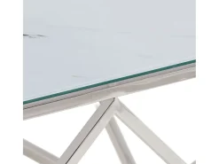 Mesa De Centro| Mesa de centro | Mesa de apoio | Mesa de café aço inoxidável e vidro temperado Prateado