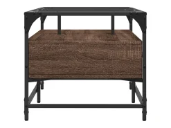 Outlet Mesa de centro | Mesa de apoio c/ topo vidro 98.5x50x45cm carvalho aço Castanho