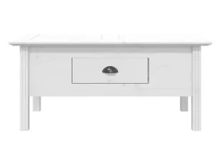 Mesa De Centro| Mesa de centro | Mesa de apoio BODO 100x55x46 cm madeira de pinho maciça Branco