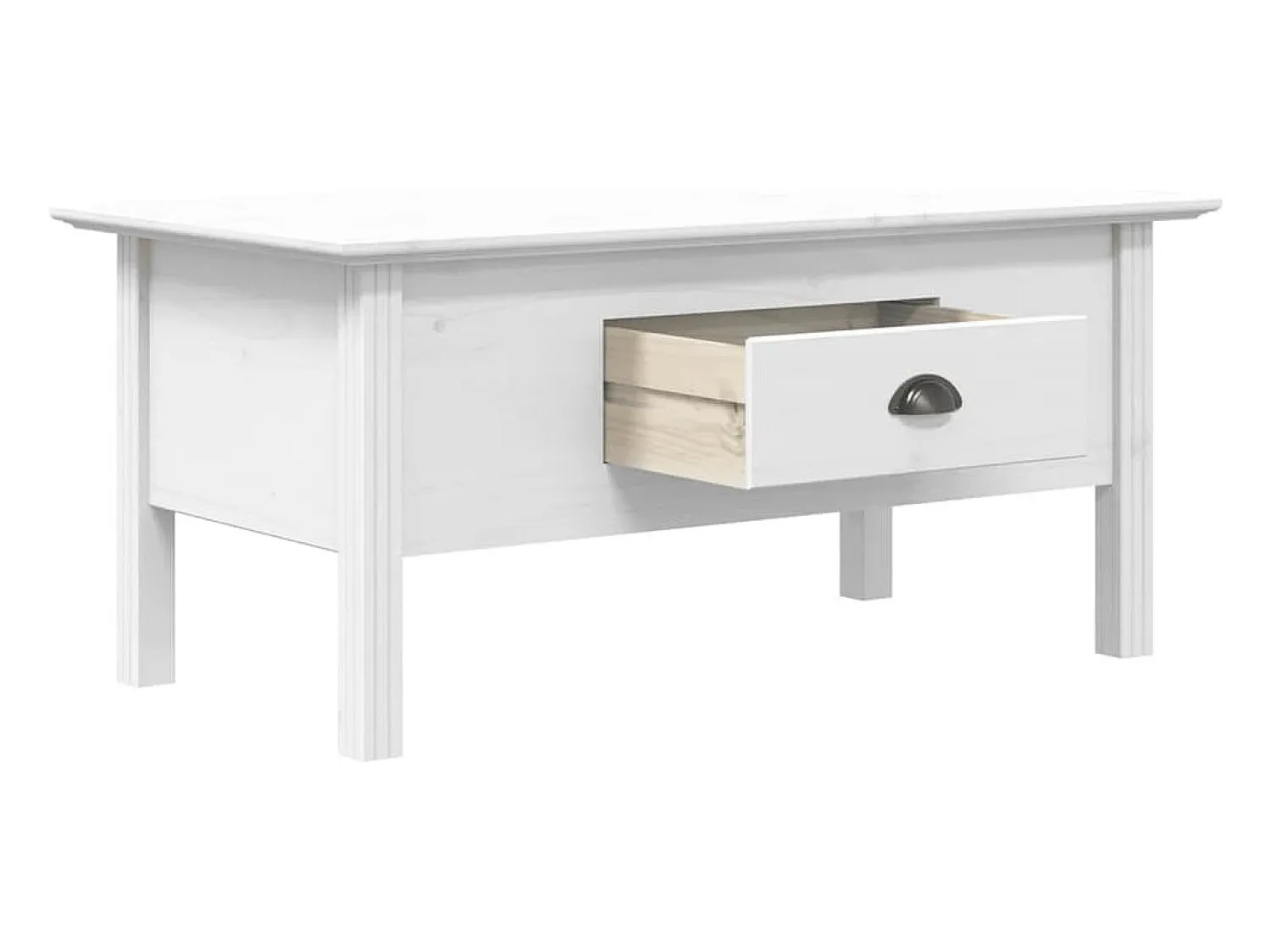 Mesa De Centro| Mesa de centro | Mesa de apoio BODO 100x55x46 cm madeira de pinho maciça Branco