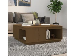 Mesa De Centro| Mesa de centro | Mesa de apoio 100x101x40.5cm madeira pinho maciça mel Castanho