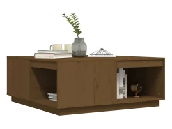 Mesa De Centro| Mesa de centro | Mesa de apoio 100x101x40.5cm madeira pinho maciça mel Castanho