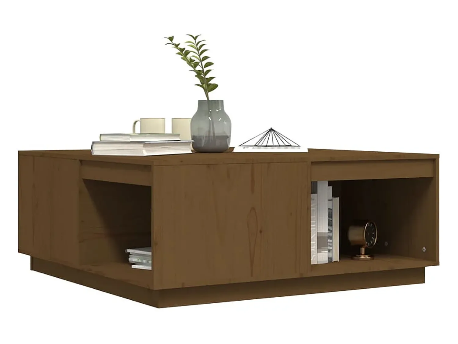 Mesa De Centro| Mesa de centro | Mesa de apoio 100x101x40.5cm madeira pinho maciça mel Castanho