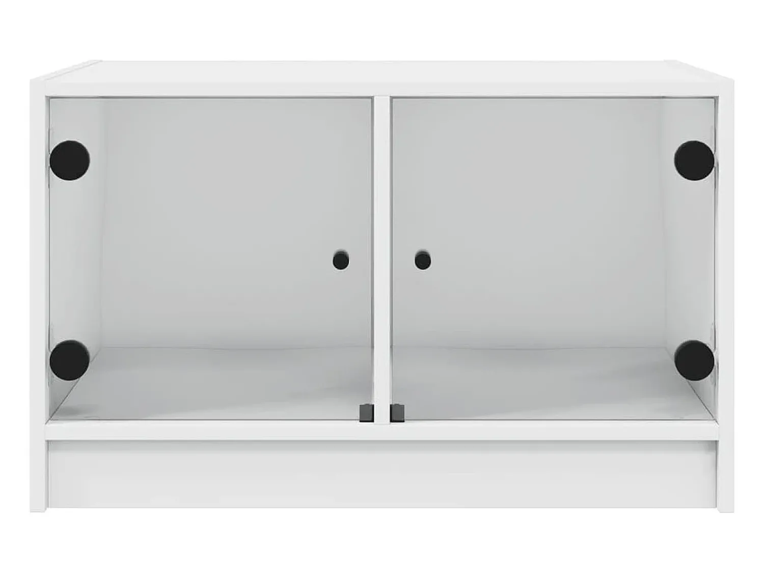 Mesa De Centro* Mesa de centro | Mesa de apoio c/ portas de vidro 68x50x42 cm Branco