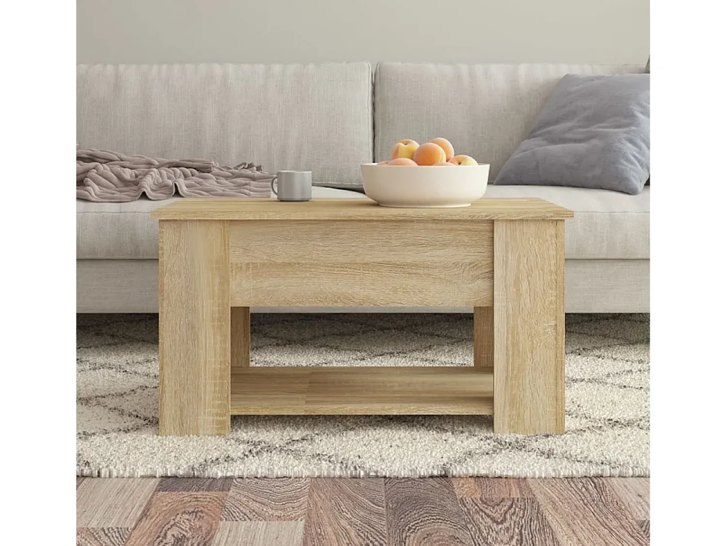 Mesa De Centro| Mesa de centro | Mesa de apoio 79x49x41 cm madeira processada carvalho sonoma Castanho