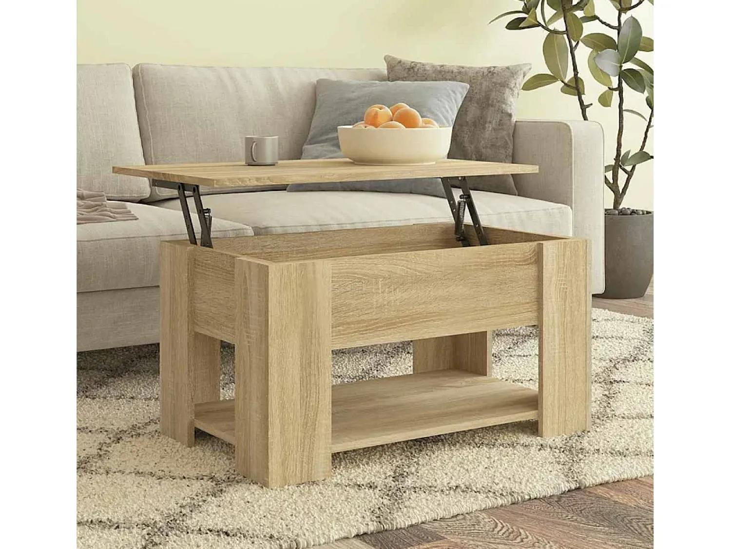 Mesa De Centro| Mesa de centro | Mesa de apoio 79x49x41 cm madeira processada carvalho sonoma Castanho