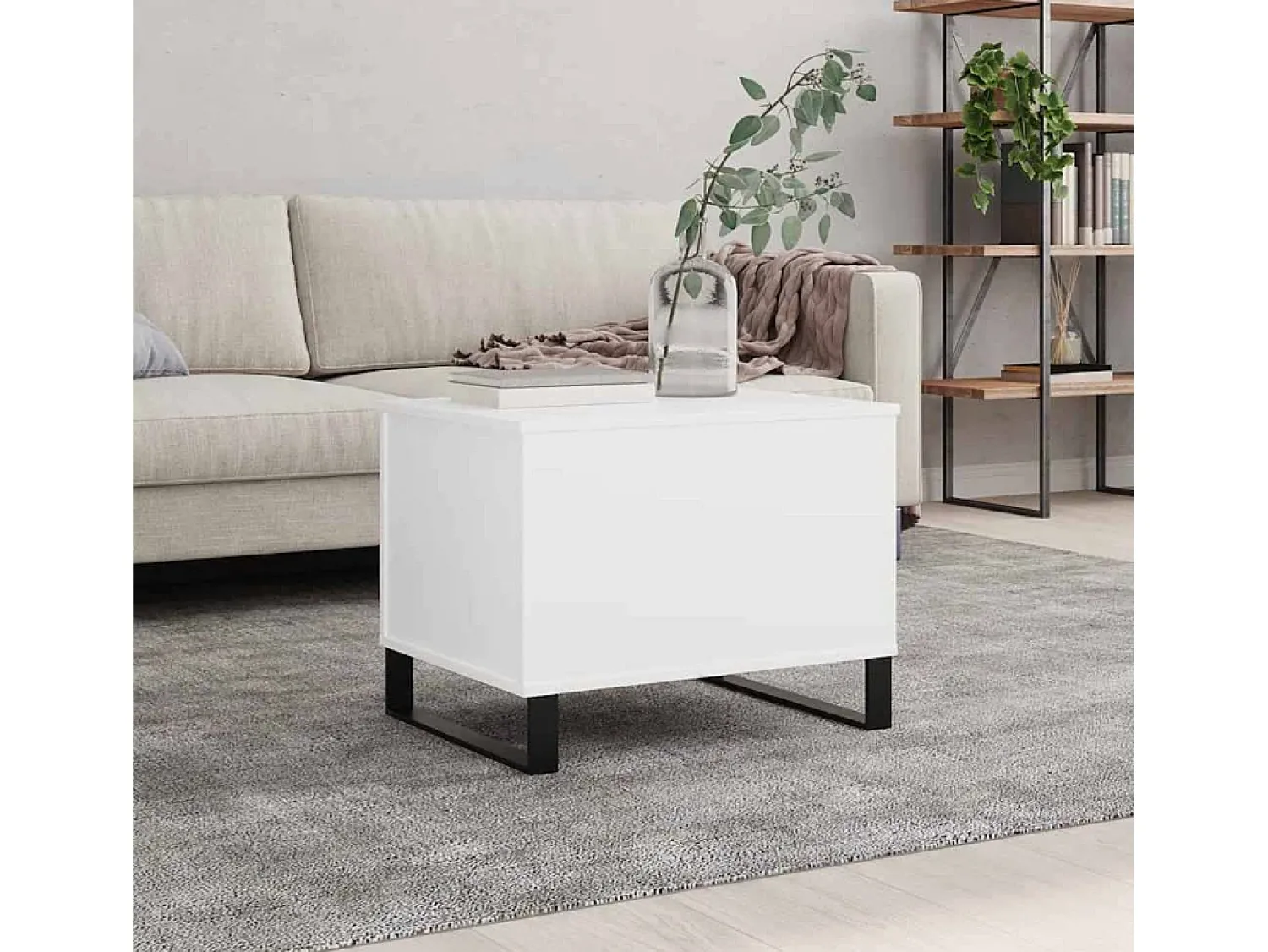 Mesa De Centro| Mesa de centro | Mesa de apoio 60x44.5x45 cm derivados de madeira Branco