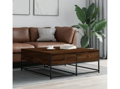 Sale Mesa de centro | Mesa de apoio 100x99x40 cm derivados madeira carvalho Castanho