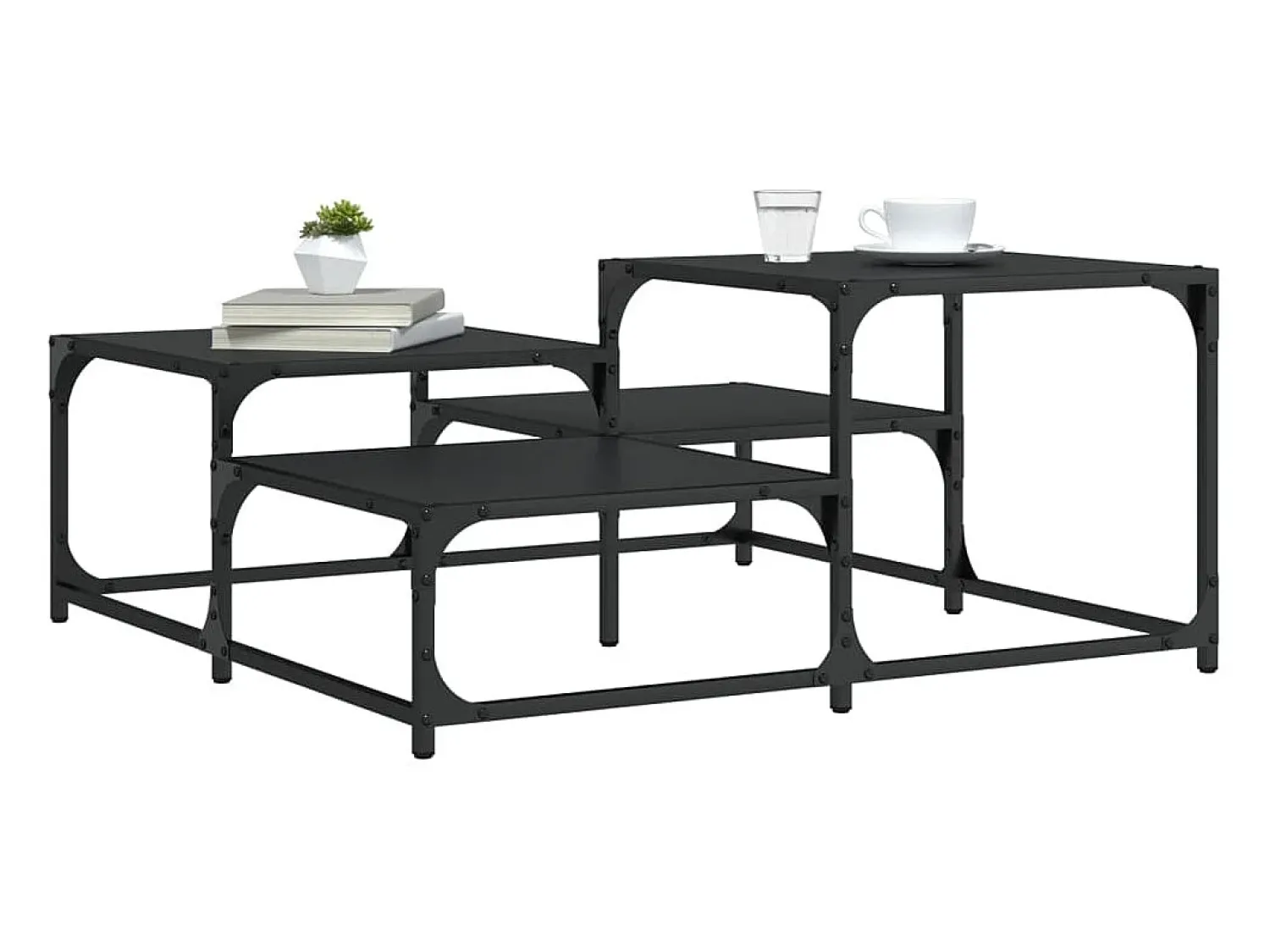 New Mesa de centro | Mesa de apoio 87.5x87.5x40 cm derivados de madeira Preto