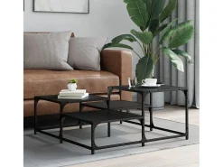 New Mesa de centro | Mesa de apoio 87.5x87.5x40 cm derivados de madeira Preto