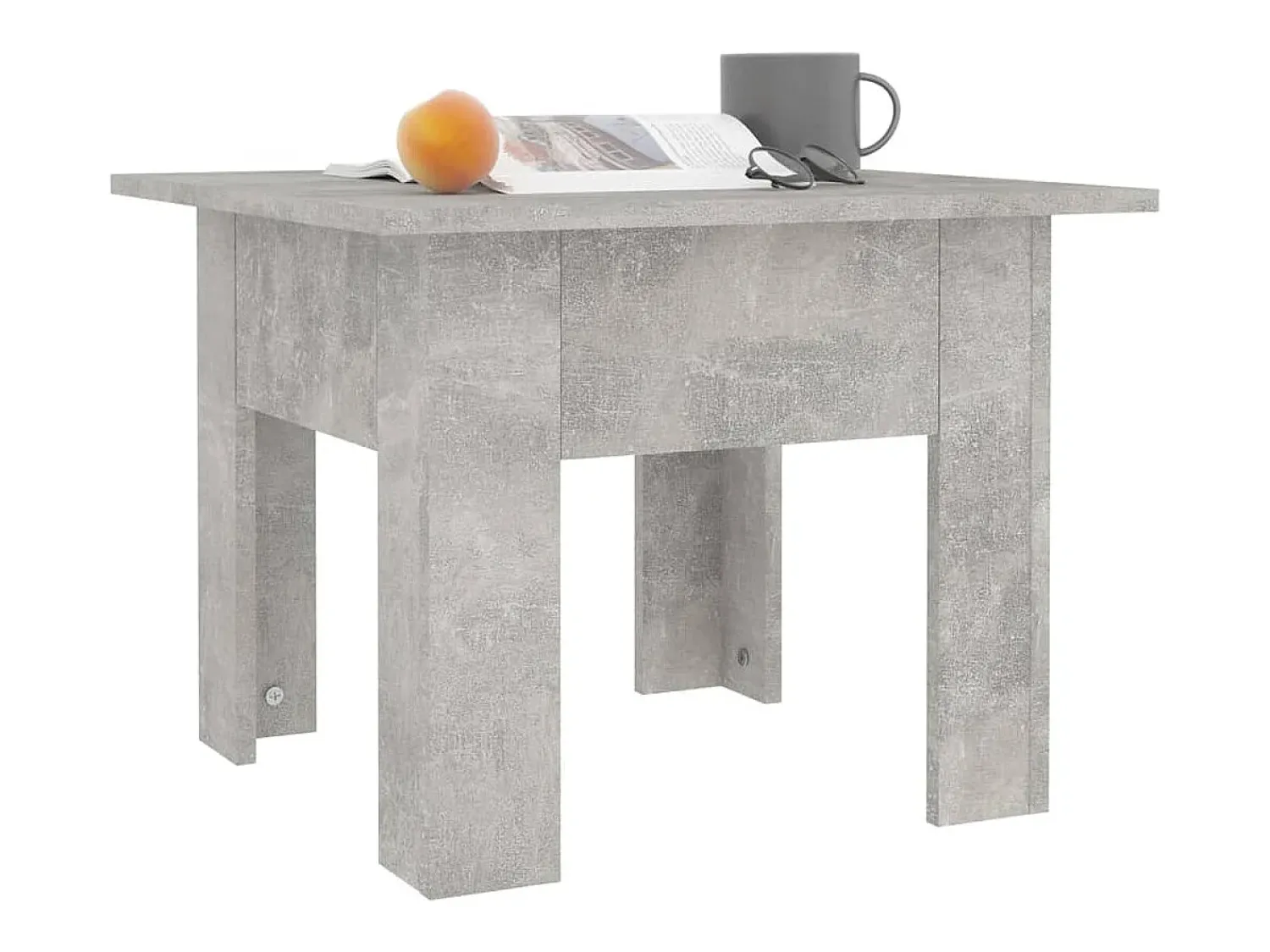 New Mesa de centro | Mesa de apoio 55x55x42 cm contraplacado cimento Cinzento