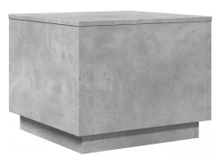 Mesa De Centro| Mesa de centro | Mesa de apoio com luzes LED 50x50x40 cm cimento Cinzento