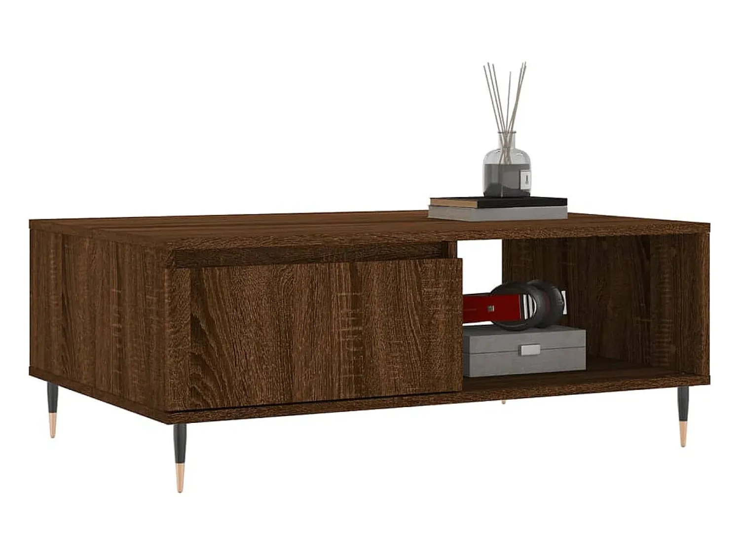 Mesa De Centro* Mesa de centro | Mesa de apoio 90x60x35 cm derivados madeira carvalho Castanho
