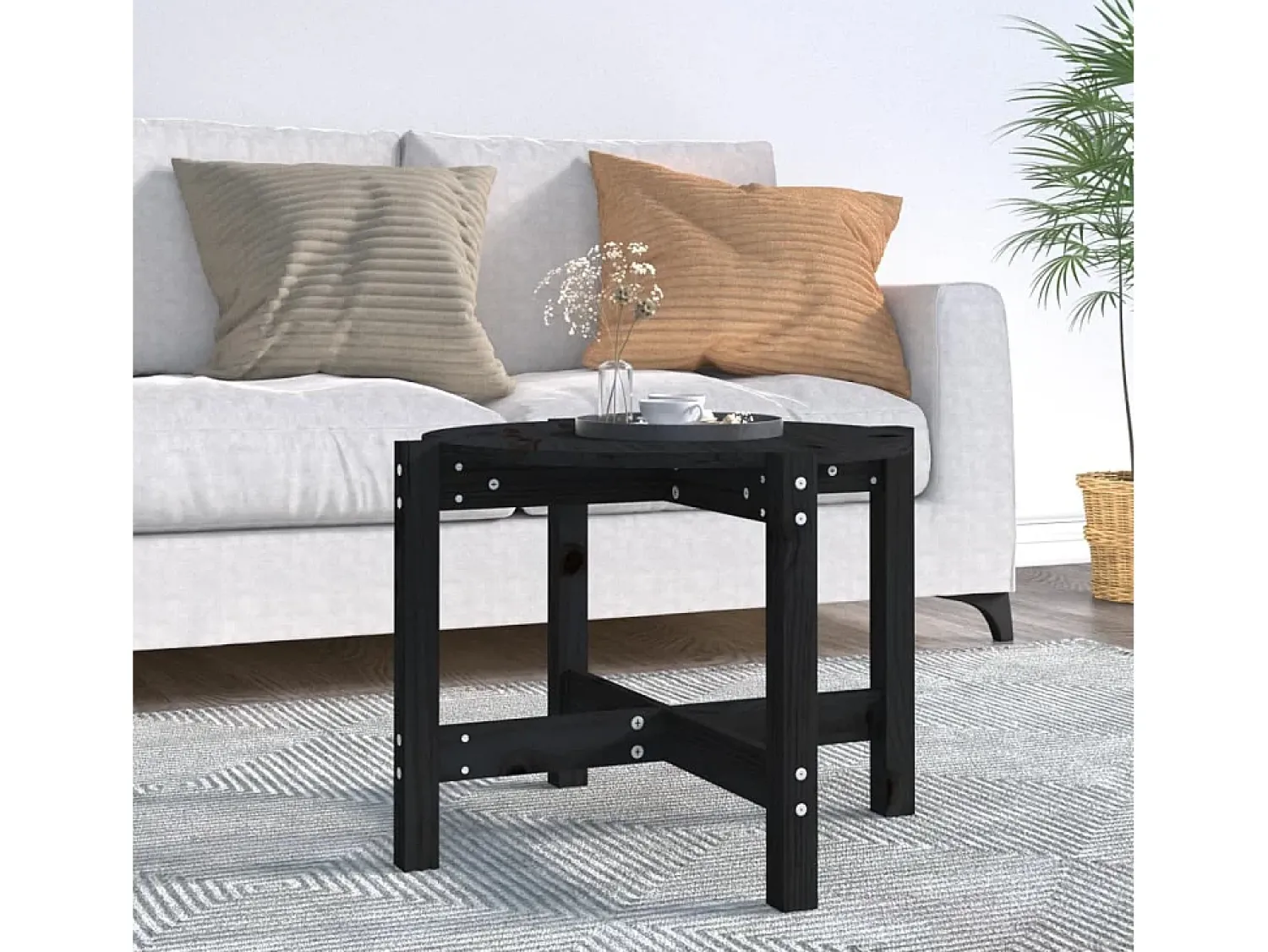 Mesa de centro | Mesa de apoio Ø 62.5x45 cm madeira de pinho maciça^ Mesa De Centro