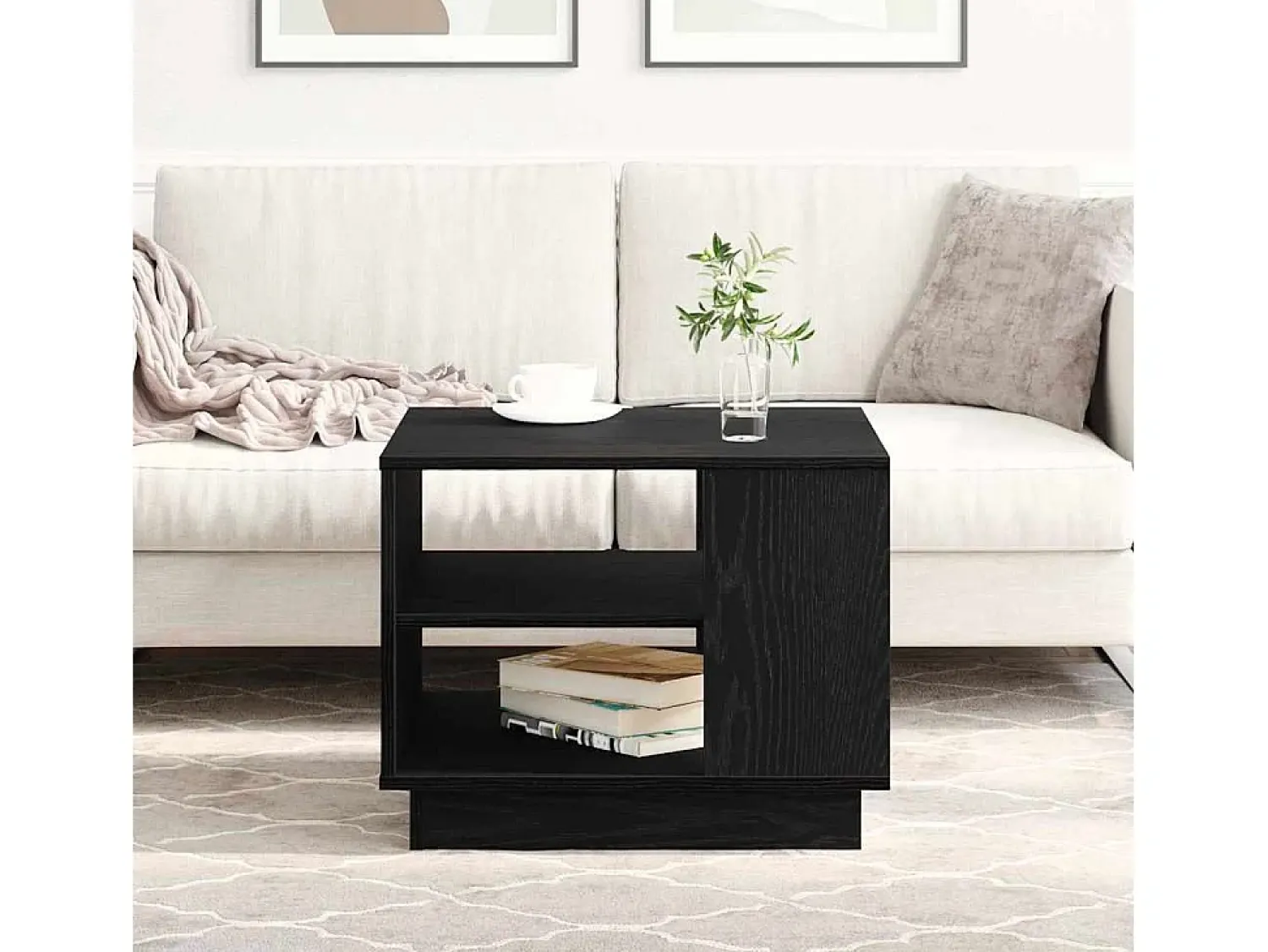 Mesa De Centro| Mesa de centro | Mesa de apoio Carvalho 55x55x42 cm Preto