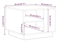 Mesa De Centro| Mesa de centro | Mesa de apoio Carvalho 55x55x42 cm Preto