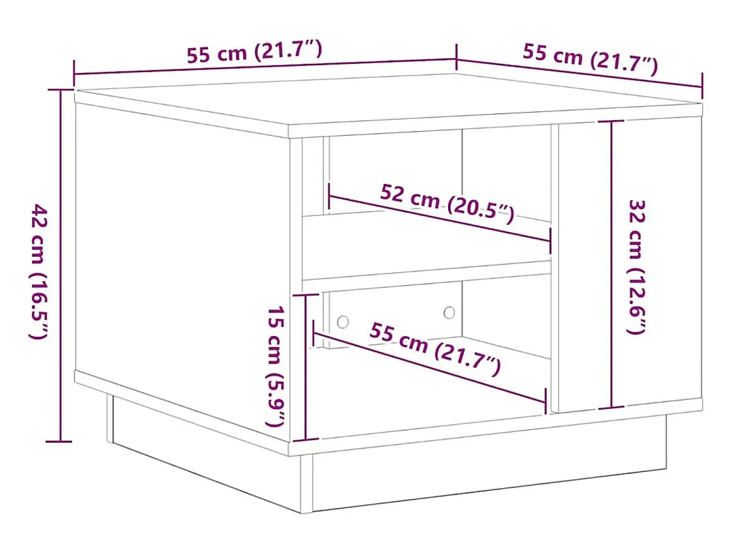 Mesa De Centro| Mesa de centro | Mesa de apoio Carvalho 55x55x42 cm Preto