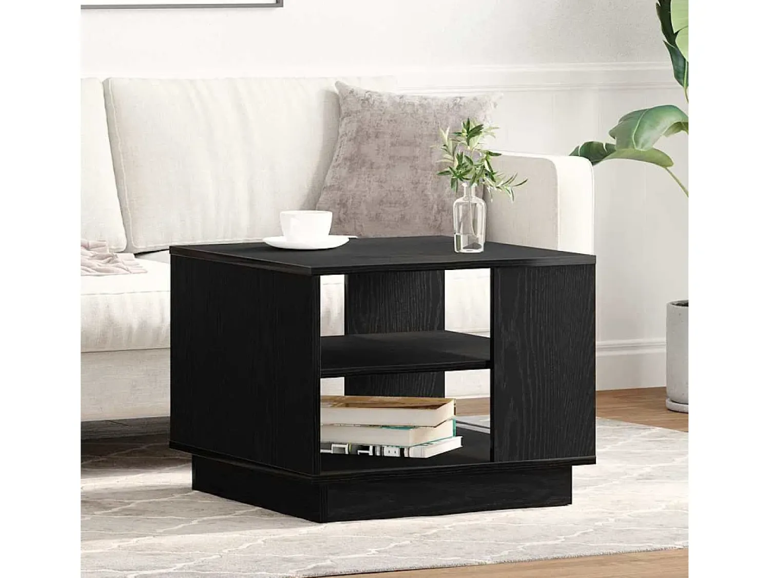 Mesa De Centro| Mesa de centro | Mesa de apoio Carvalho 55x55x42 cm Preto