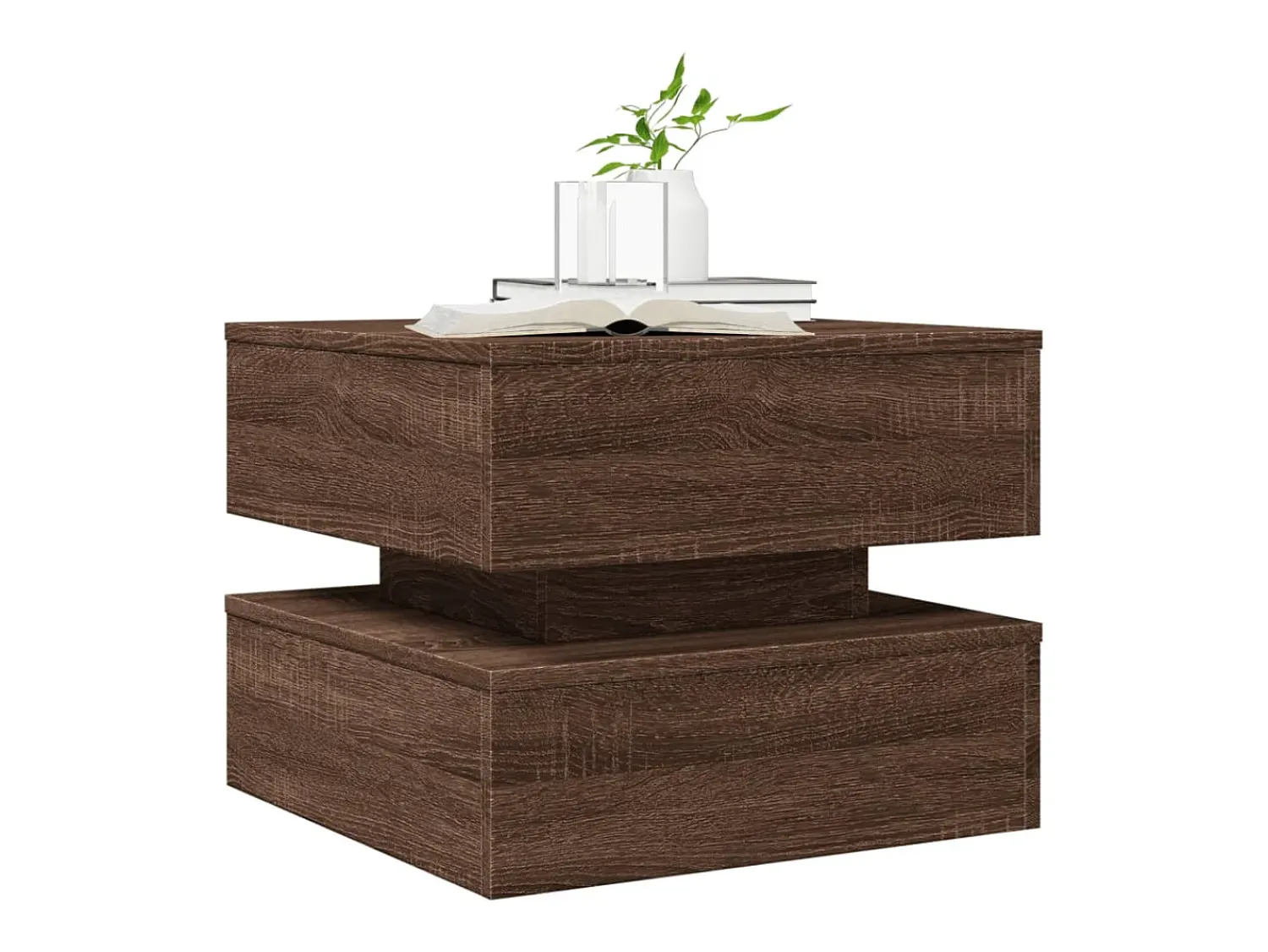 Mesa de centro | Mesa de apoio com luzes LED 50x50x40 cm carvalho^ Mesa De Centro