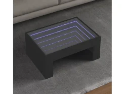 Mesa De Centro* Mesa de centro | Mesa de apoio luzes LED Infinity 70x50x30 cm Preto