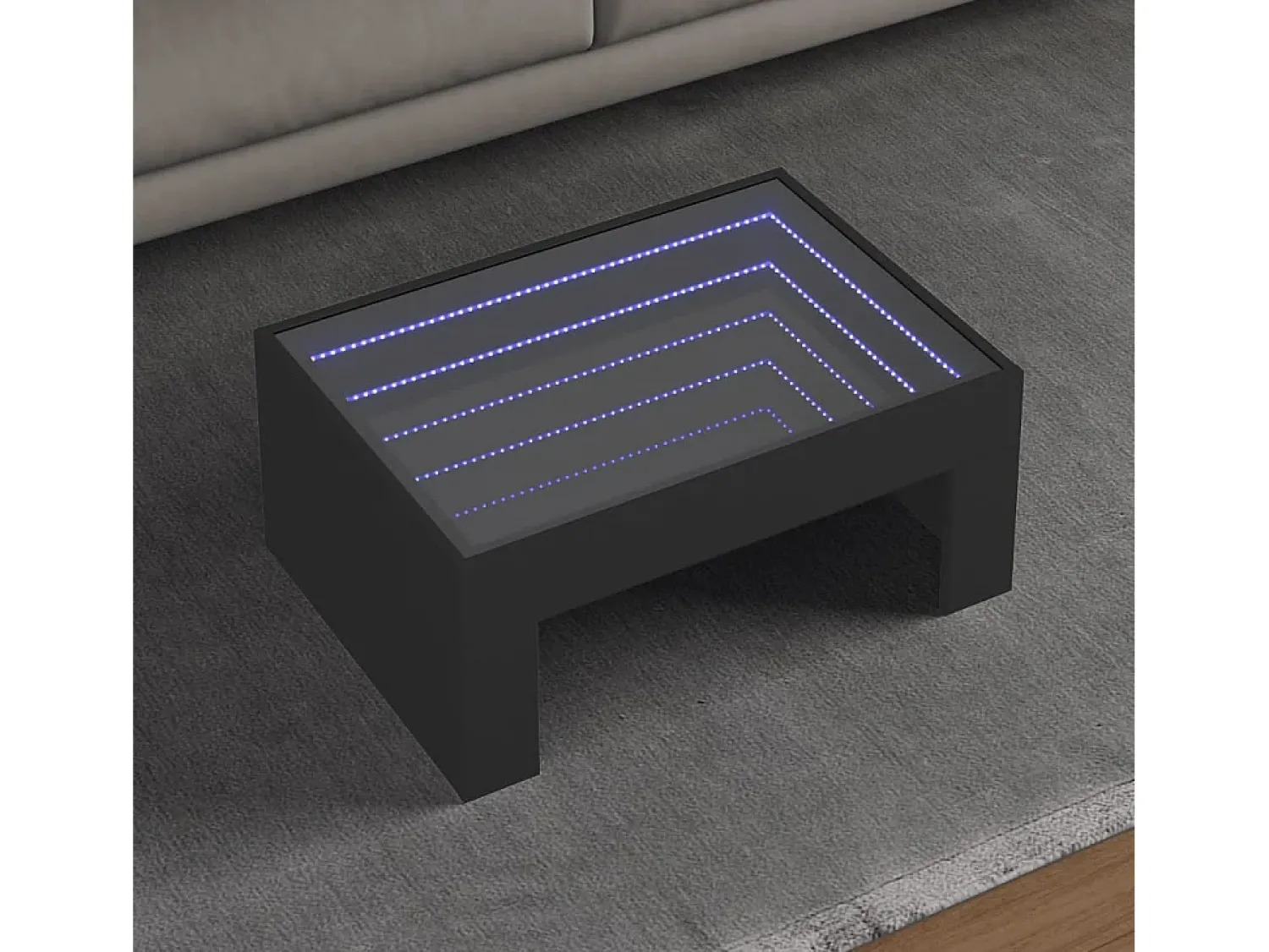 Mesa De Centro* Mesa de centro | Mesa de apoio luzes LED Infinity 70x50x30 cm Preto