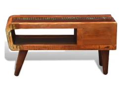 Mesa De Centro* Mesa de centro | Mesa de apoio | Mesa de café com borda curva e 1 gaveta.madeira reciclada Castanho