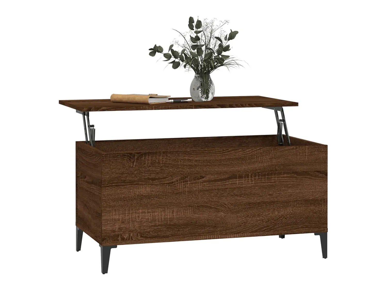 Mesa De Centro* Mesa de centro | Mesa de apoio 90x44.5x45 cm derivados madeira carvalho Castanho