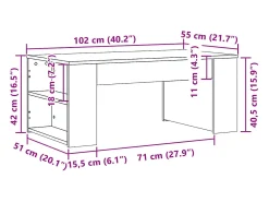 Mesa de centro | Mesa de apoio 102x55x42 cm madeira processada sonoma^ Mesa De Centro