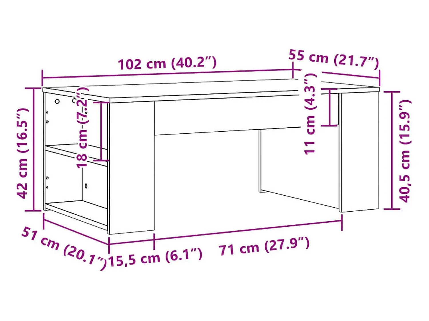 Mesa de centro | Mesa de apoio 102x55x42 cm madeira processada sonoma^ Mesa De Centro
