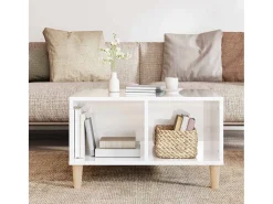 Mesa De Centro* Mesa de centro | Mesa de apoio 60x50x36.5 cm derivados madeira brilhante Branco