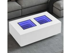 Mesa De Centro| Mesa de centro | Mesa de apoio luzes LED Infinity 116x69x40 cm Branco