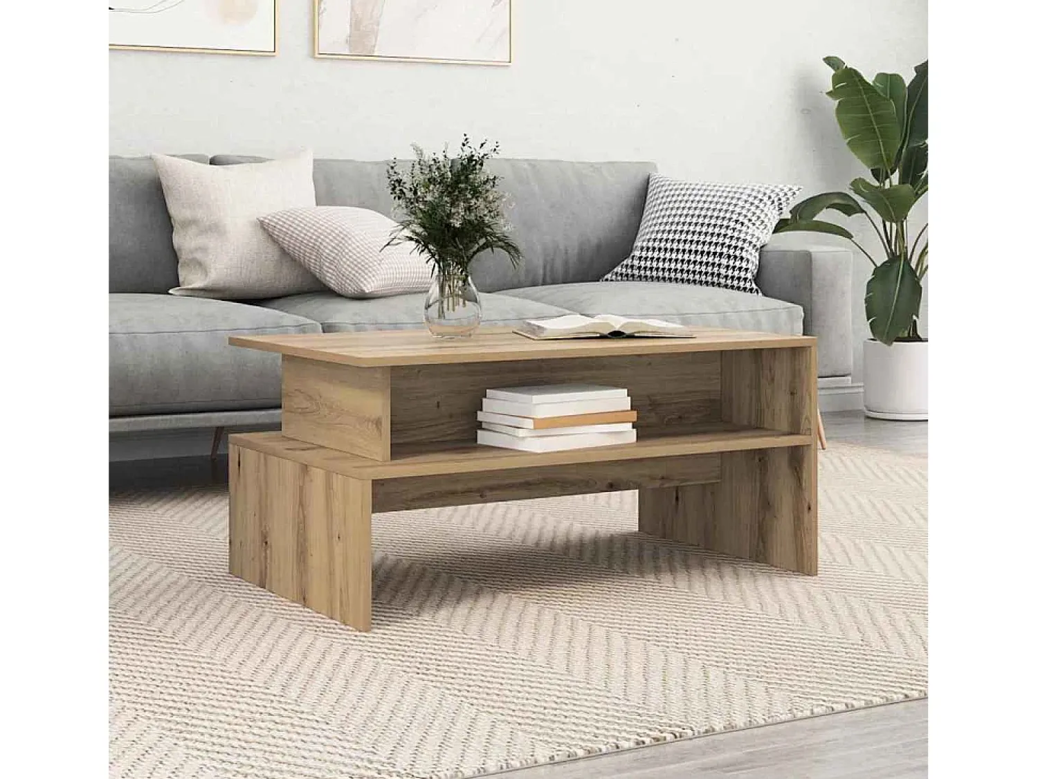 Mesa De Centro* Mesa de centro | Mesa de apoio carvalho artisiano 90x55x42.5 cm Castanho