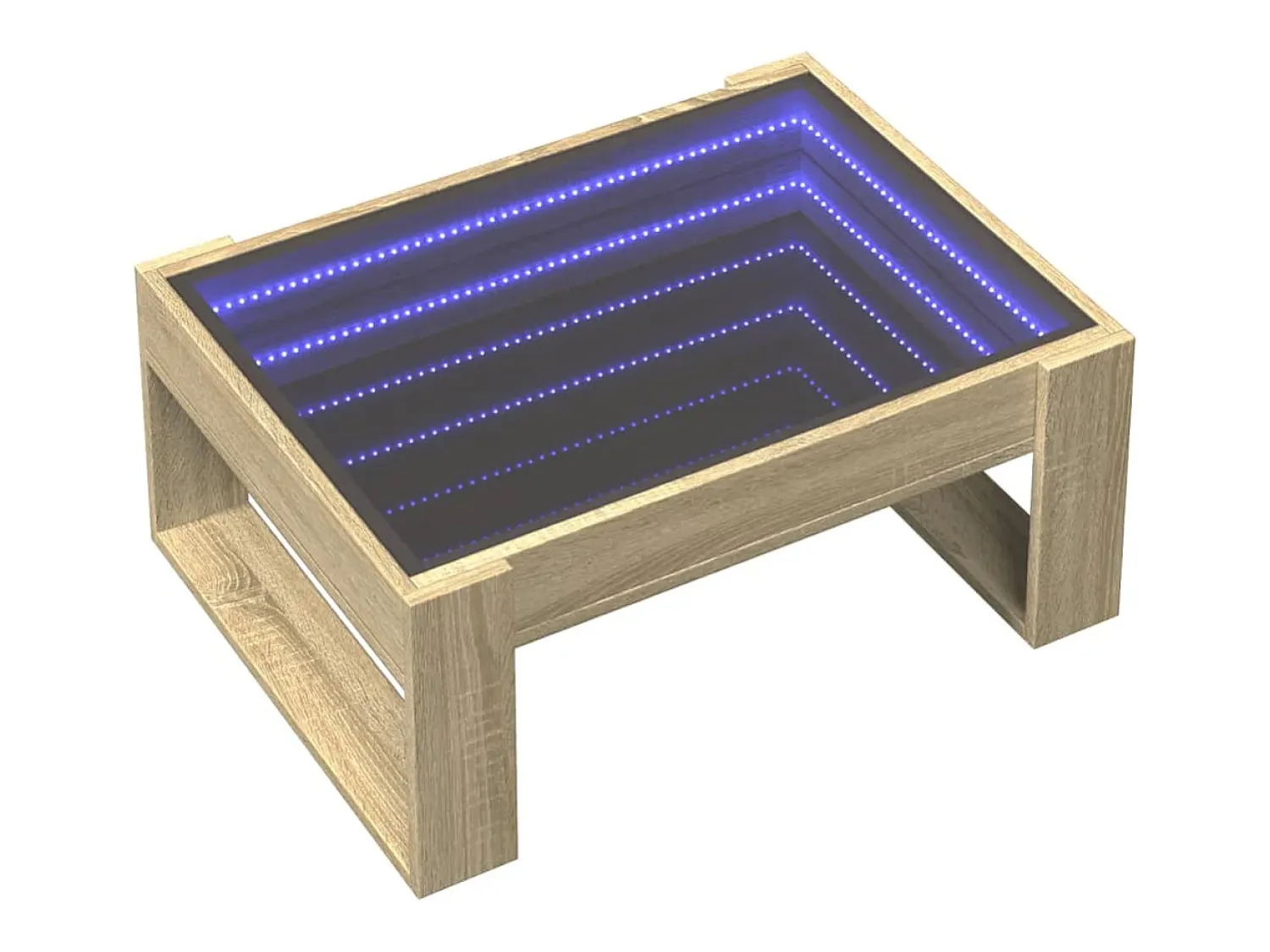 Hot Mesa de centro | Mesa de apoio luzes LED Infinity 70x53x30 cm carvalho sonoma Castanho
