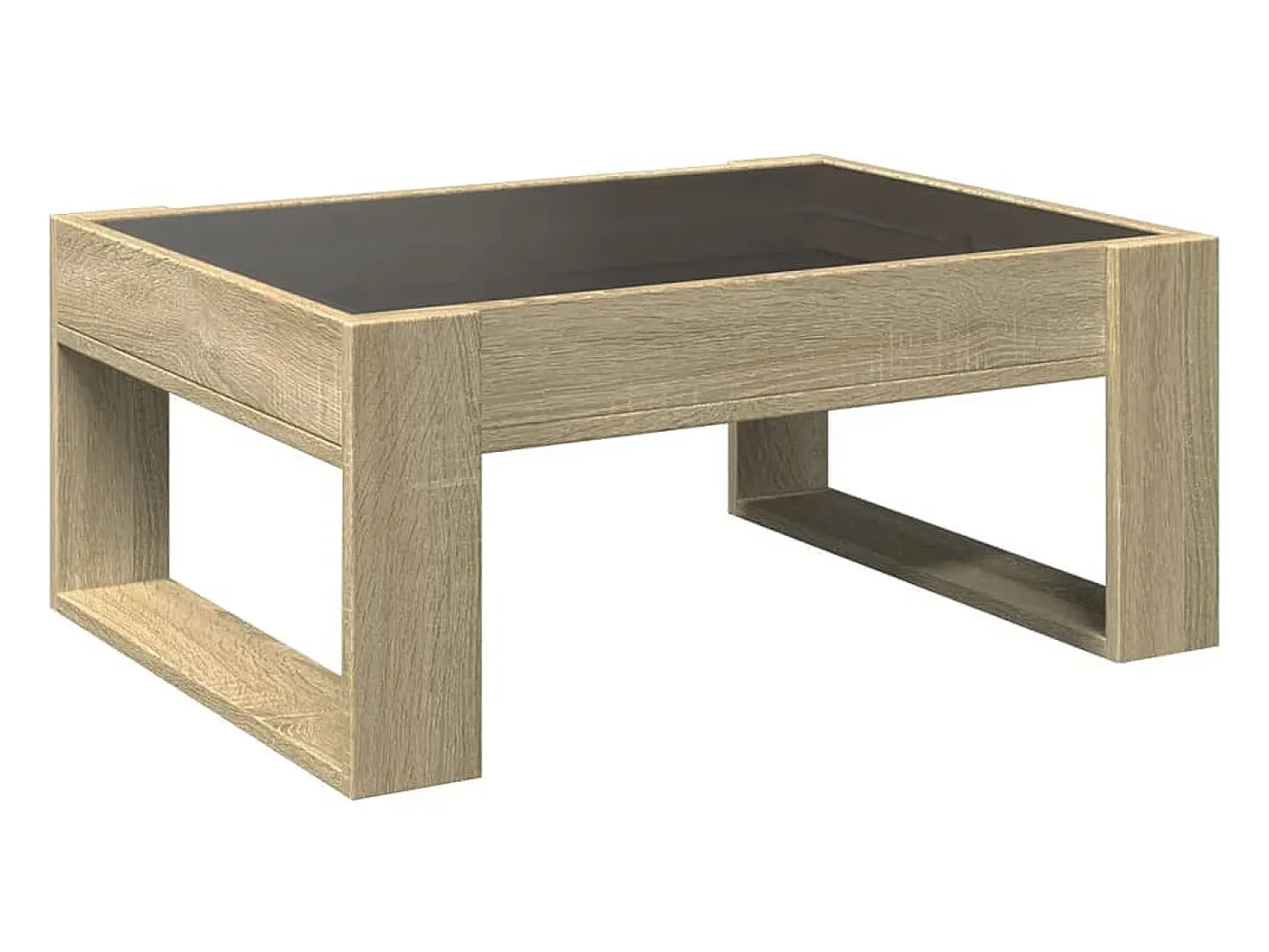 Hot Mesa de centro | Mesa de apoio luzes LED Infinity 70x53x30 cm carvalho sonoma Castanho