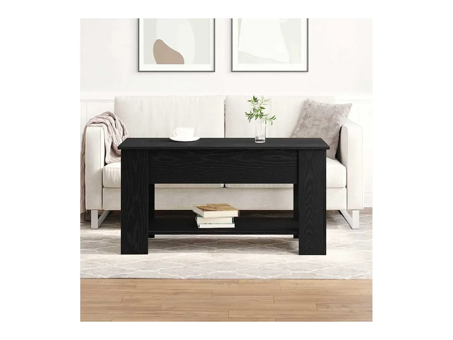 Mesa De Centro* Mesa de centro | Mesa de apoio Carvalho 101x49x52 cm Preto