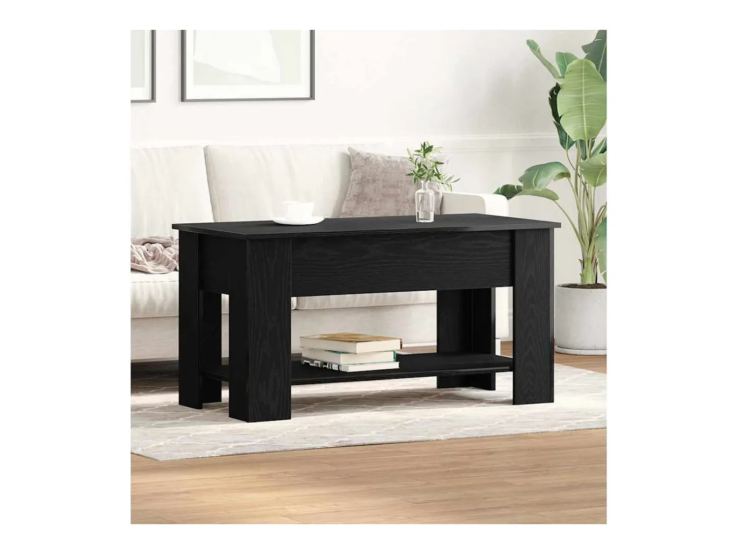 Mesa De Centro* Mesa de centro | Mesa de apoio Carvalho 101x49x52 cm Preto