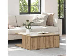 Clearance Mesa de centro | Mesa de apoio com gaveta carvalho artisiano 80x80x31 cm Castanho