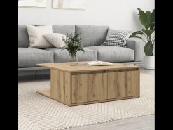 Clearance Mesa de centro | Mesa de apoio com gaveta carvalho artisiano 80x80x31 cm Castanho